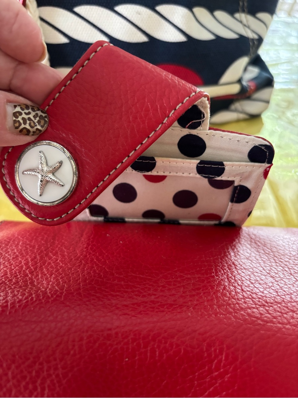Brighton Nautical Tote with Red Anchor Charm and Red Wallet - Picture 11 of 11